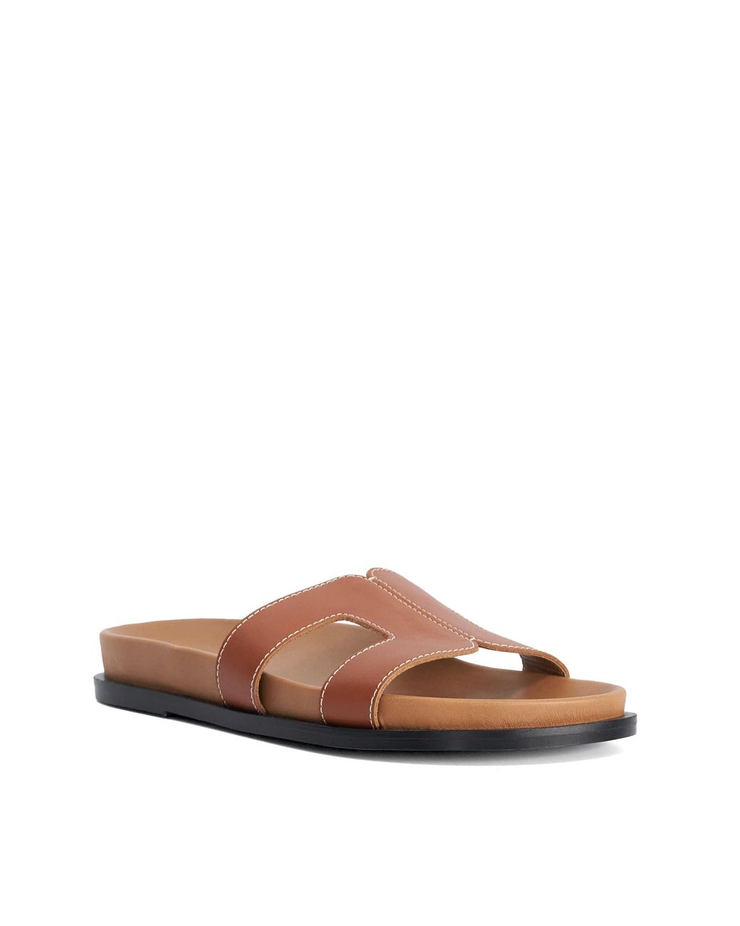 Dune Brown Loupas Flat Cushioned Sole Sandals