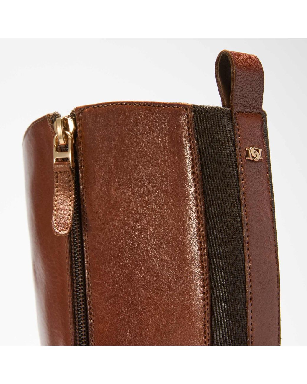Dune Brown Tanvie Leather Knee-High Boots