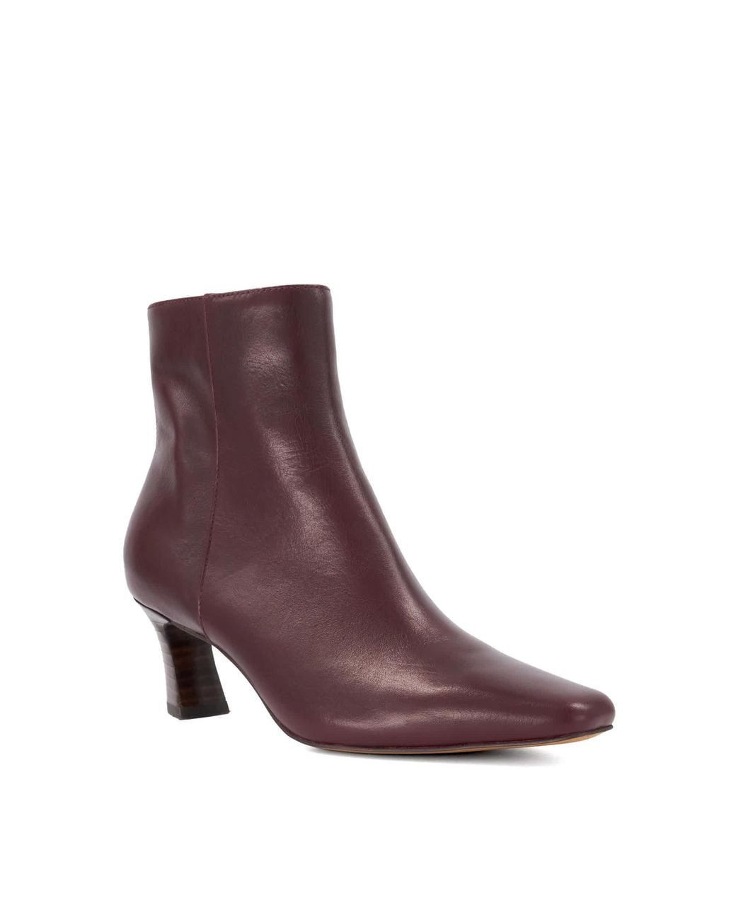 Dune Purple Overly Leather Block Heel Ankle Boots