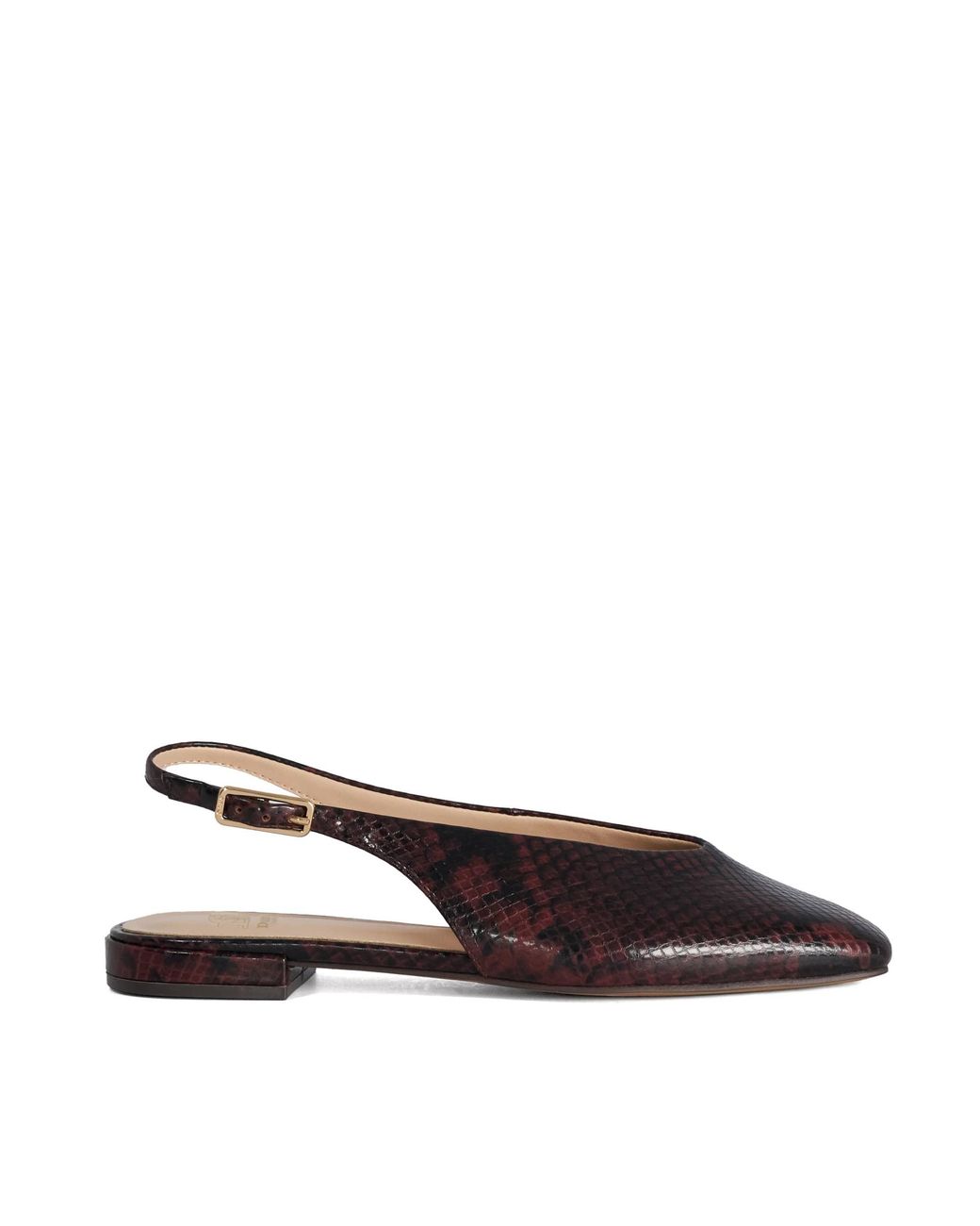 Dune Blue Heartbeat Leather Slingback Ballet Flats