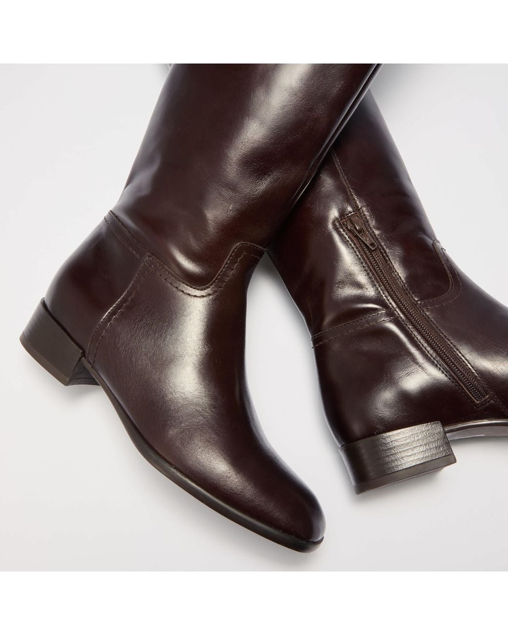 Dune Brown Toova Low-Heel Knee-High Boots