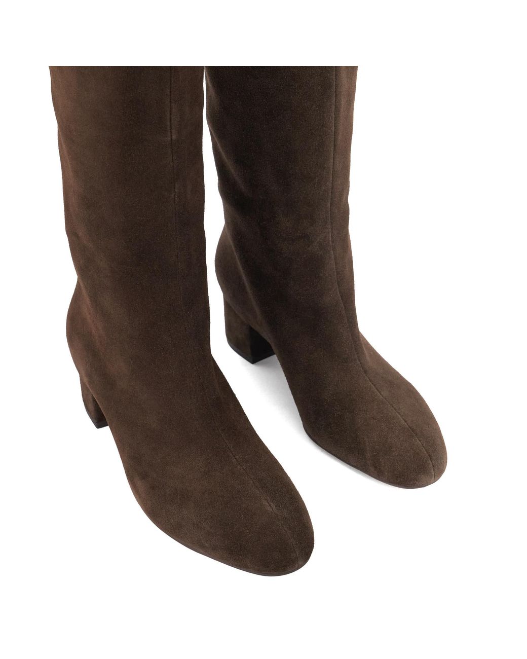 Dune Brown Stunned Block-Heel Knee-High Boots