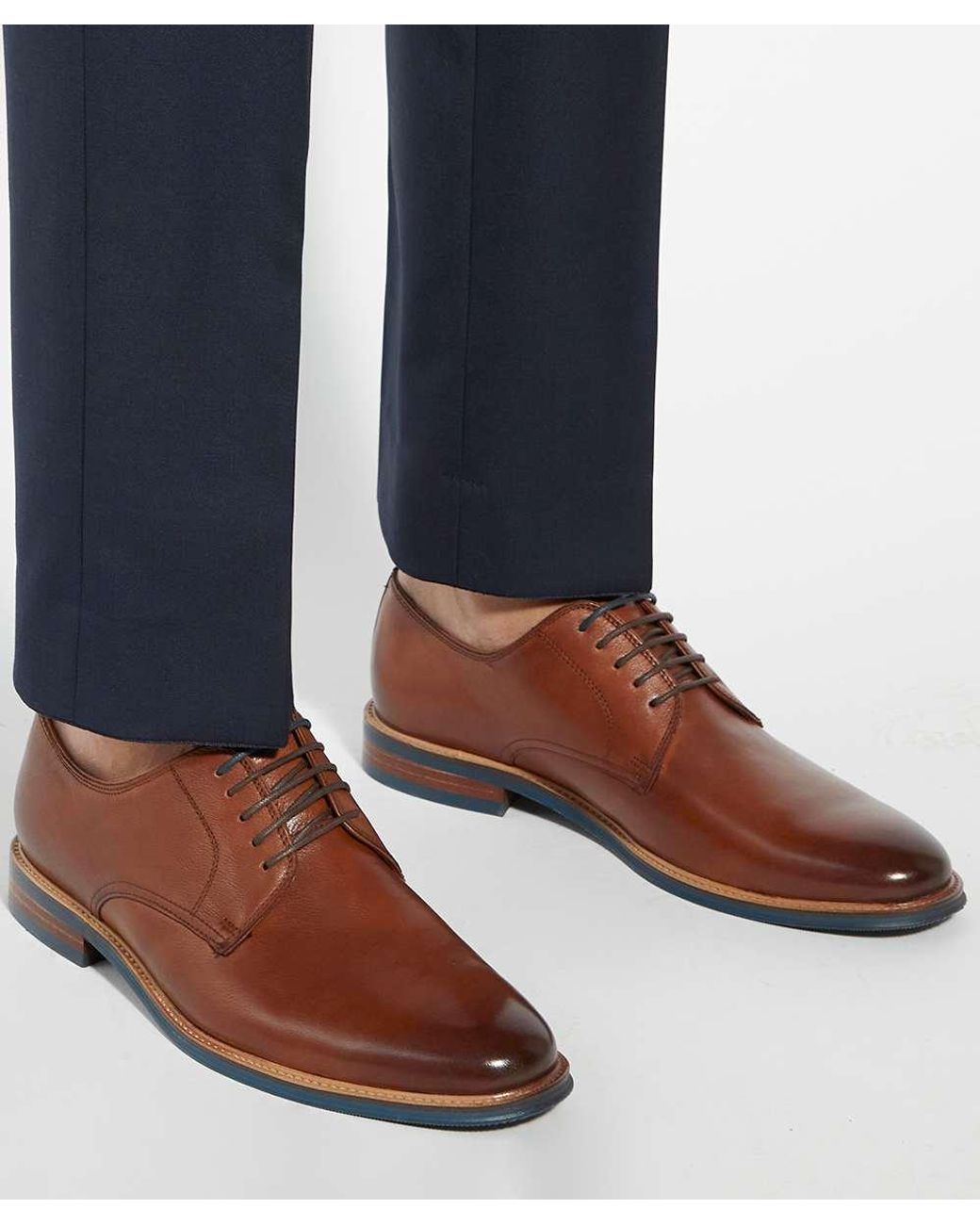 Dune Brown Stanleyy Wf Leather Wide Fit Gibson for men
