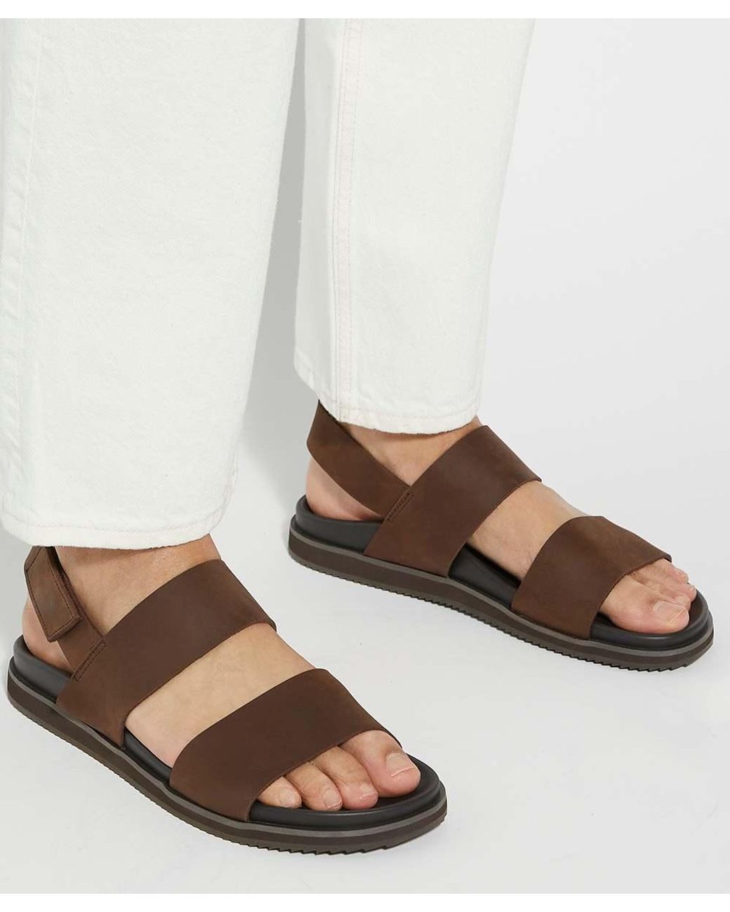 Dune Brown Idealistic Utilitarian Strap Leather Sandals for men