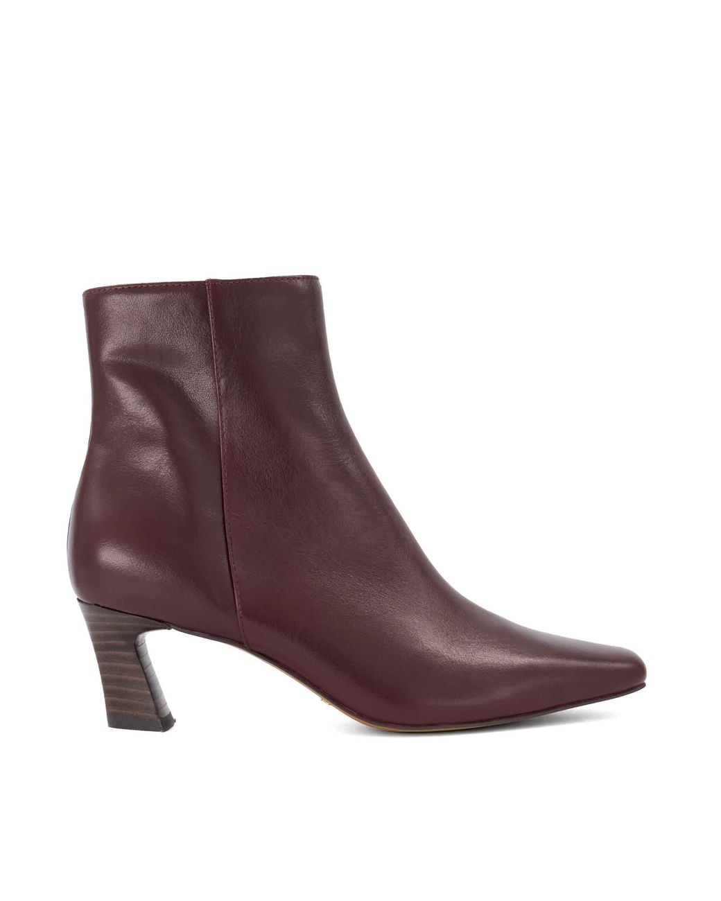 Dune Purple Overly Leather Block Heel Ankle Boots