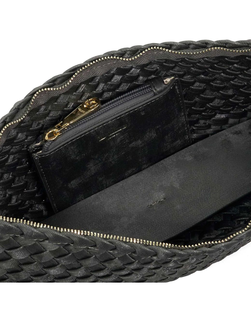 Dune Gray Deliberating Woven East-West Shoulder Bag