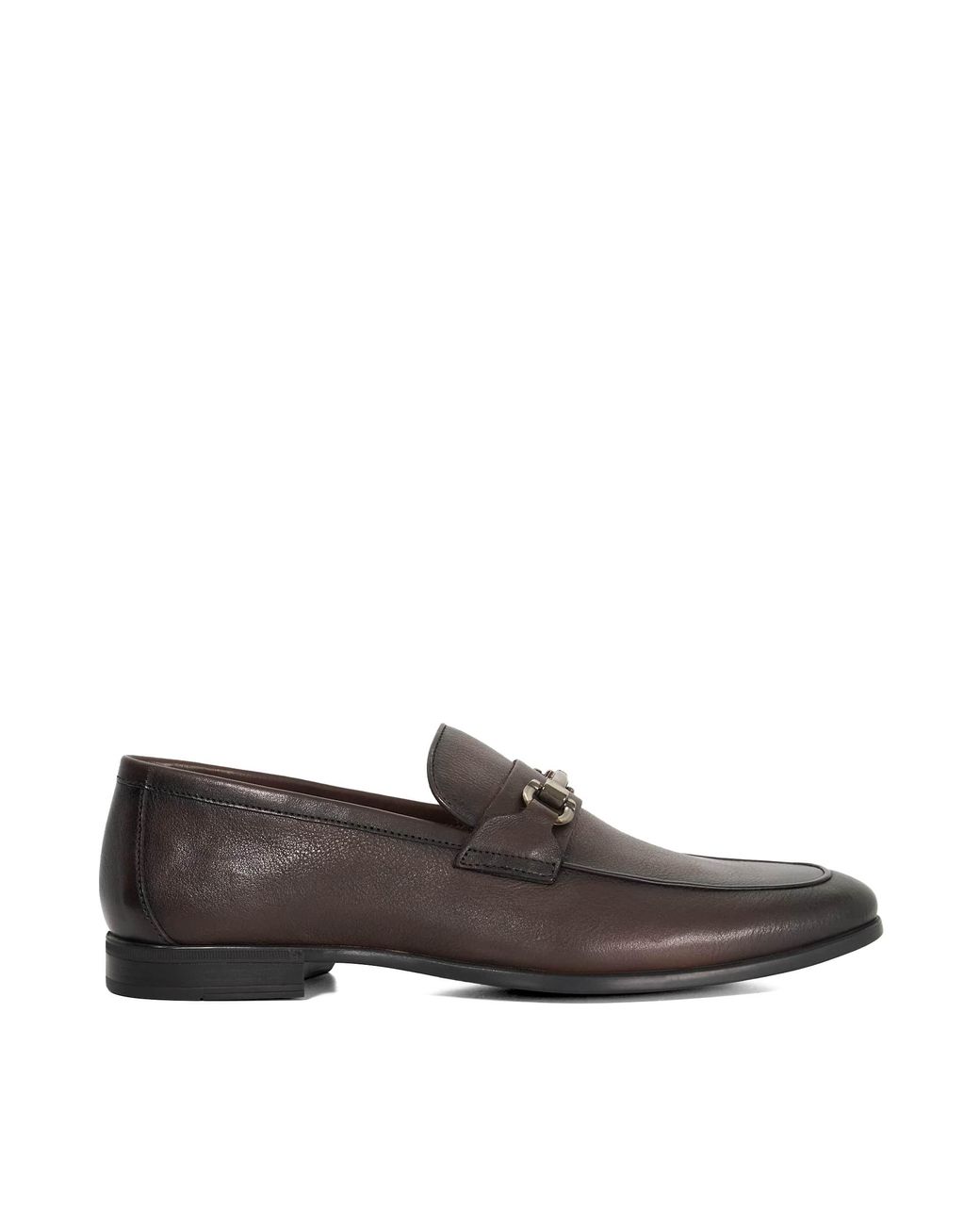 Dune Brown Seymore Wf Leather Wide Fit Snaffle Loafers for men