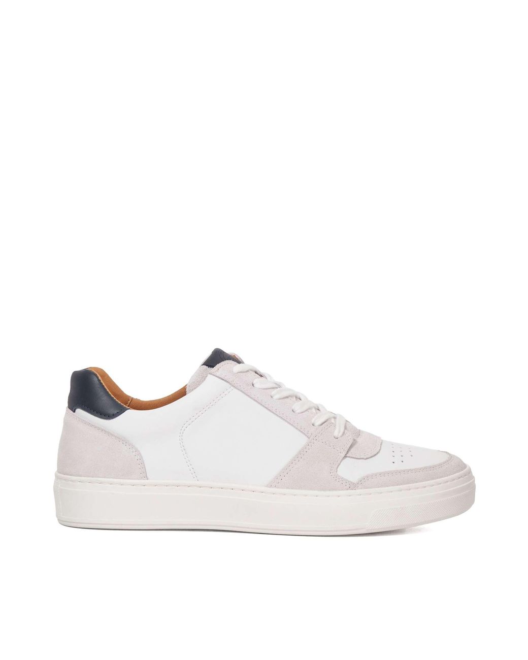 Dune White Tawly Leather Cup Sole Trainers for men