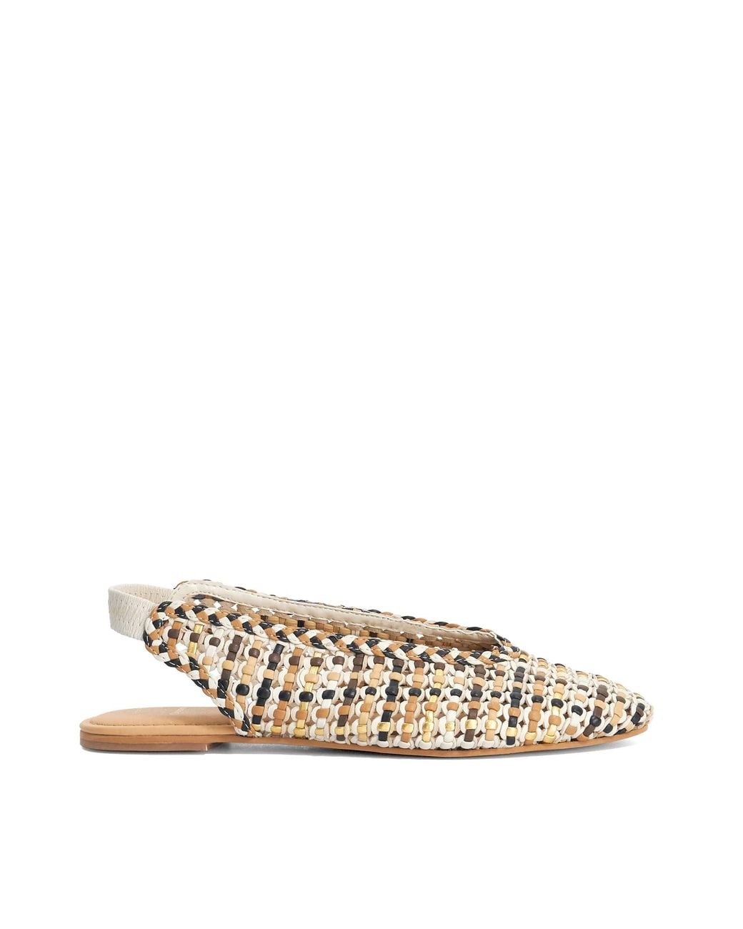 Dune Natural Hollianne Braided Leather Slingback Sandals