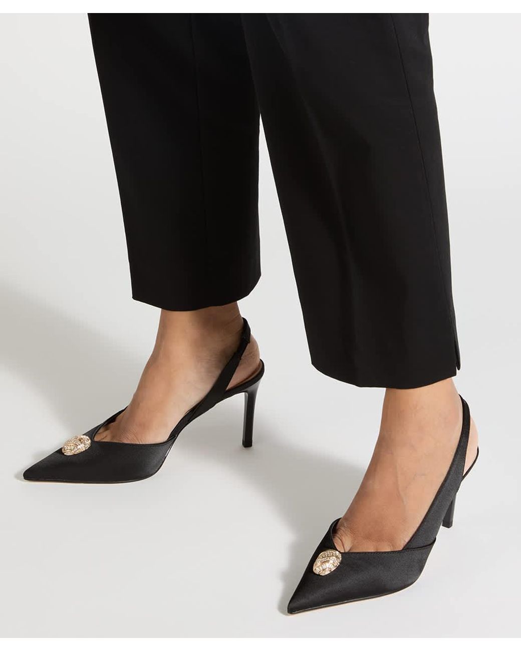 Dune Black Camara Embellished Slingback Court Shoes