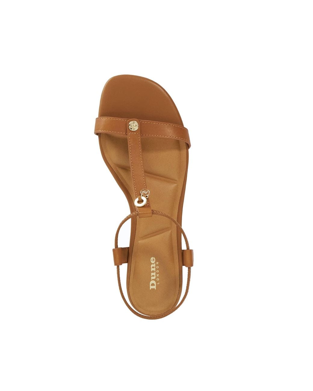Dune Brown Lyra Flat T-Bar Sandals
