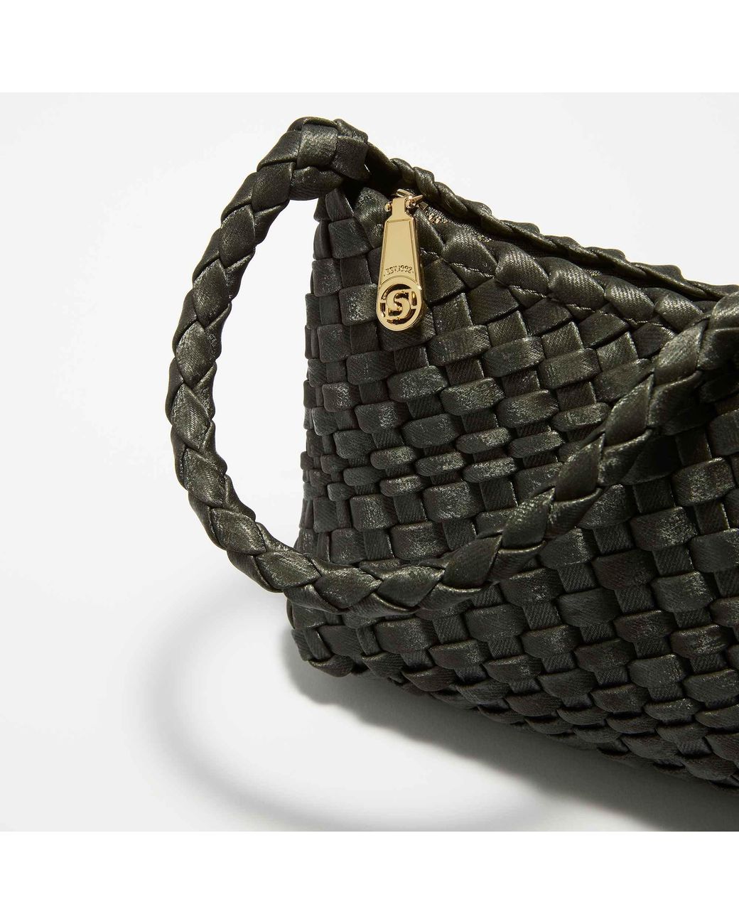 Dune Gray Deliberating Woven East-West Shoulder Bag