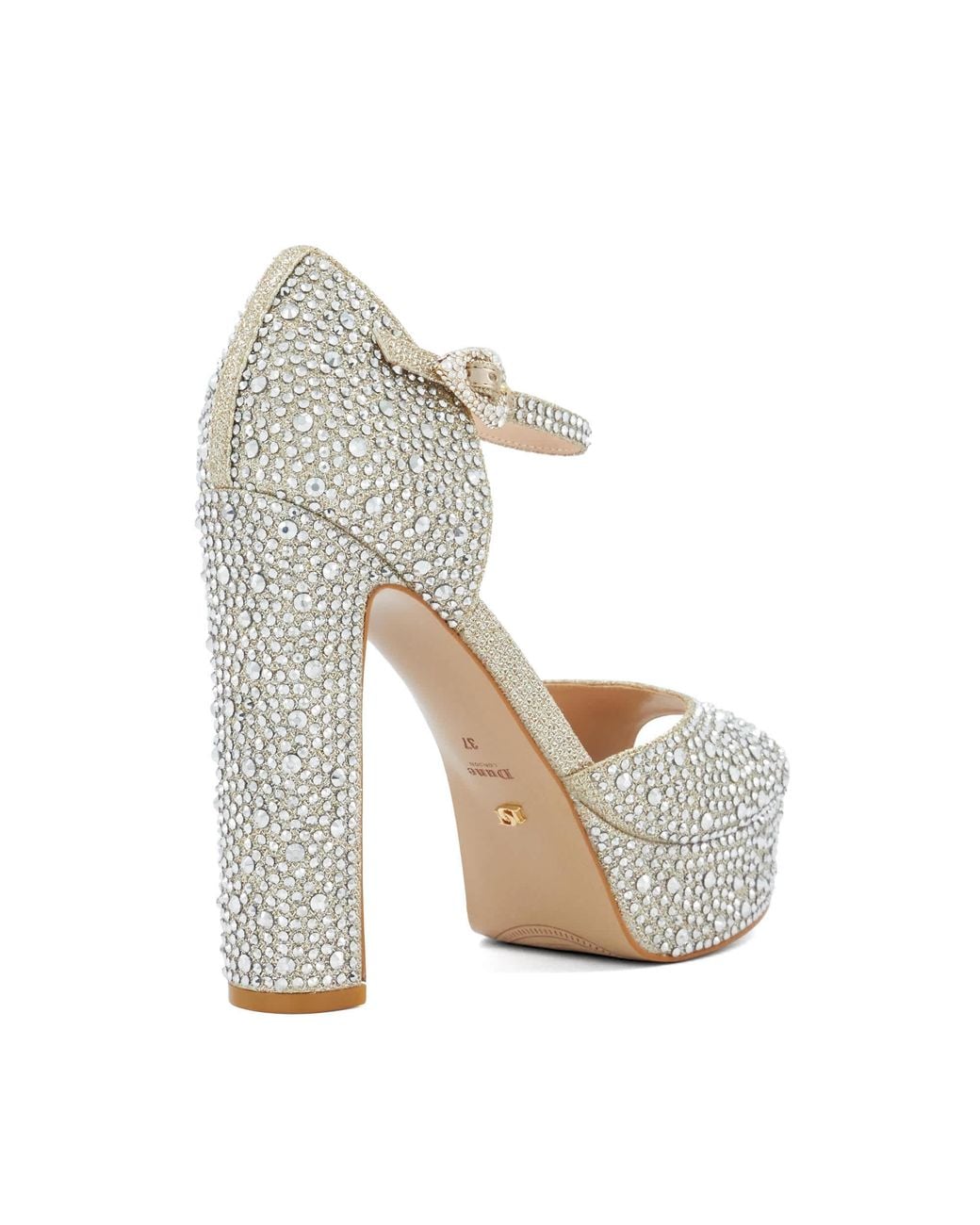 Dune Metallic Myans Block-Heel Platform Sandals