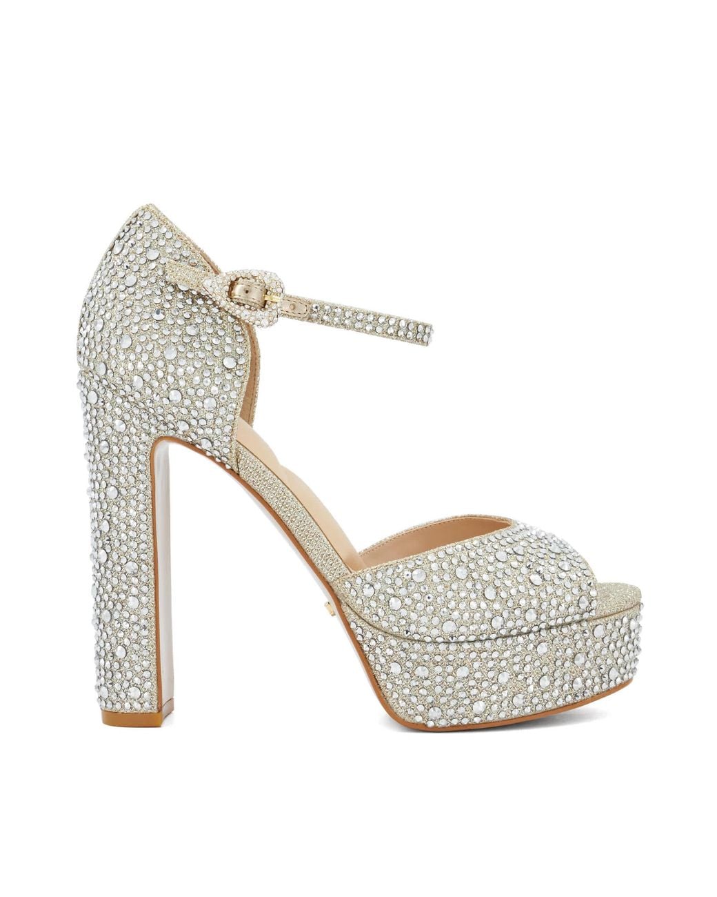 Dune Metallic Myans Block-Heel Platform Sandals
