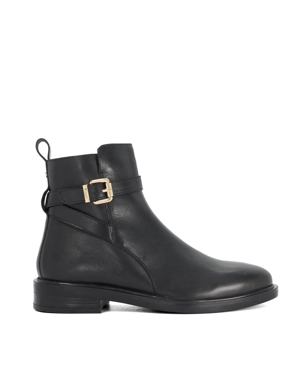Dune Black Palmy Buckle-Detail Ankle Boots