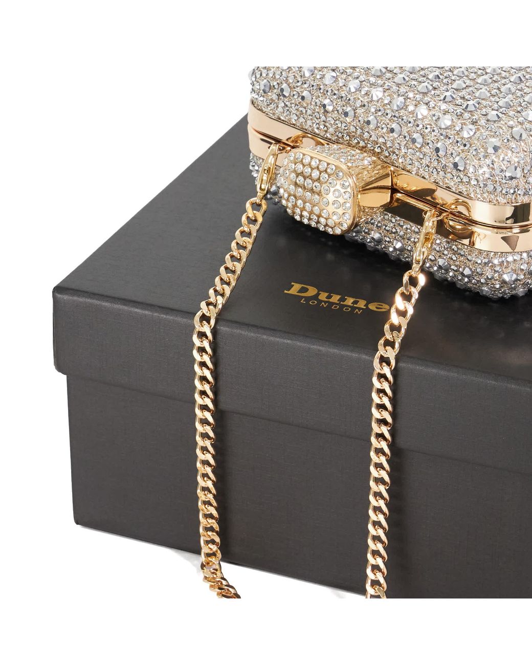 Dune White Elida Embellished Box Clutch Bag