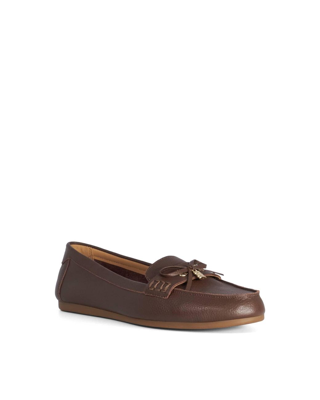Dune Brown Girella Bow-Detail Loafers