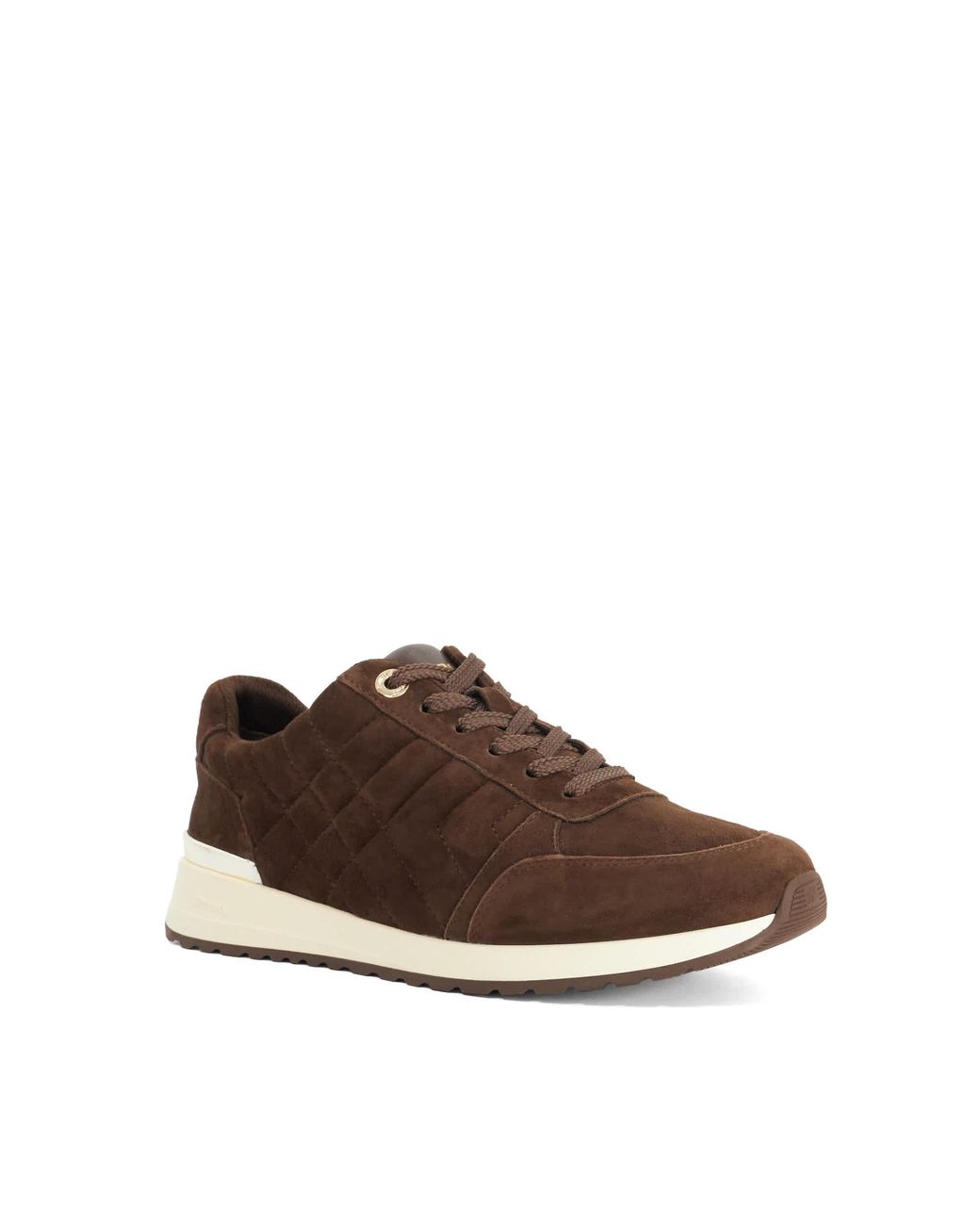 Dune Brown Evelie Quilted Low-Top Trainers