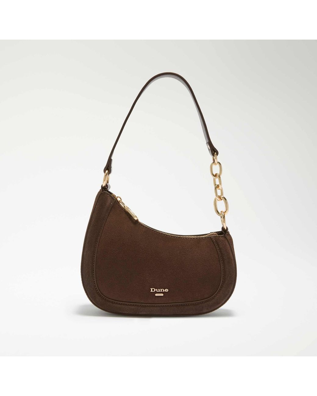 Dune Brown Direction Chain Detail Shoulder Bag