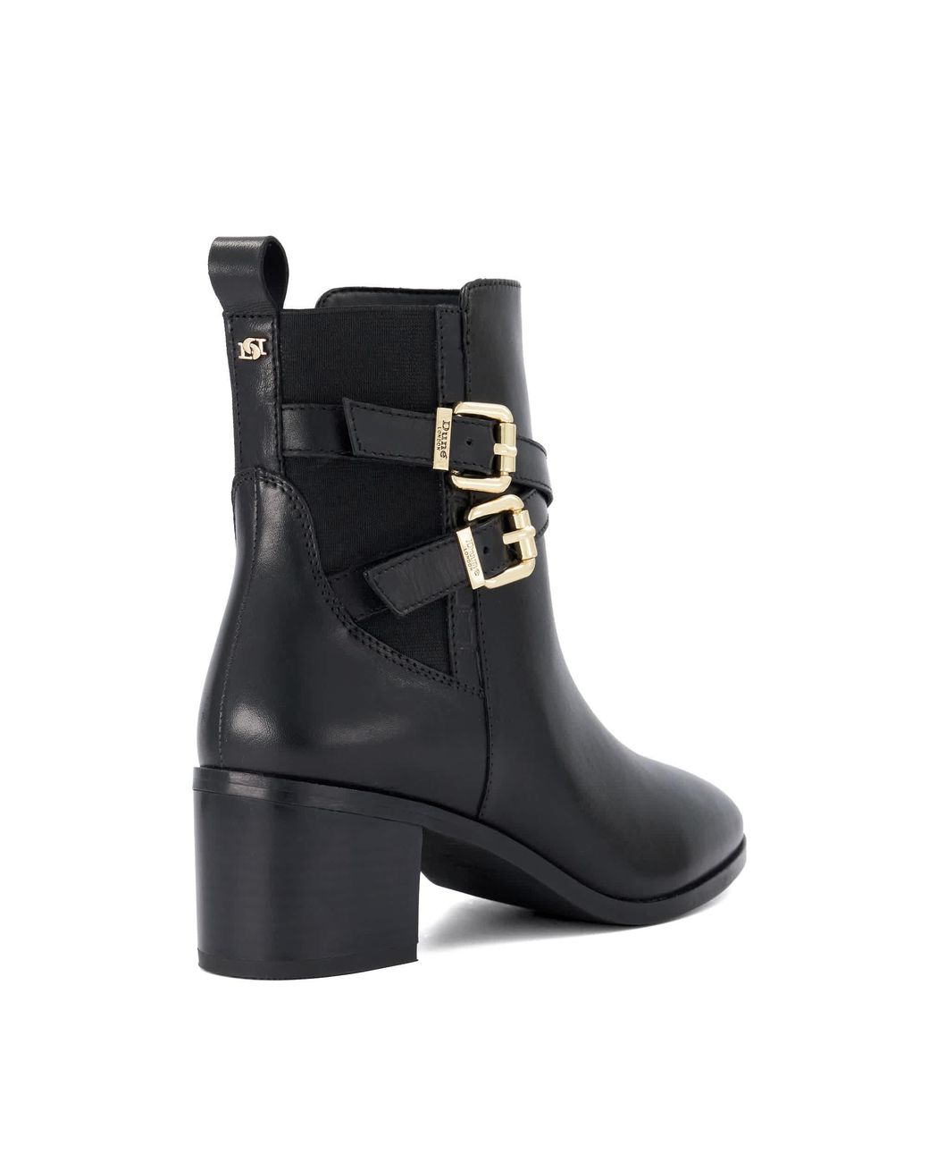Dune Black Pabbi Buckle-Detail Ankle Boots