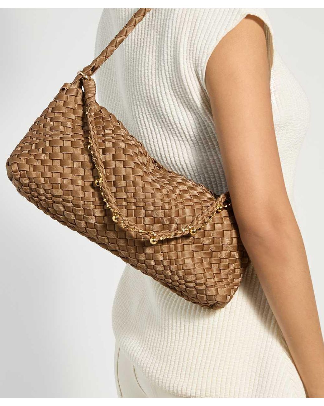Dune Brown Deliberating Woven Shoulder Bag