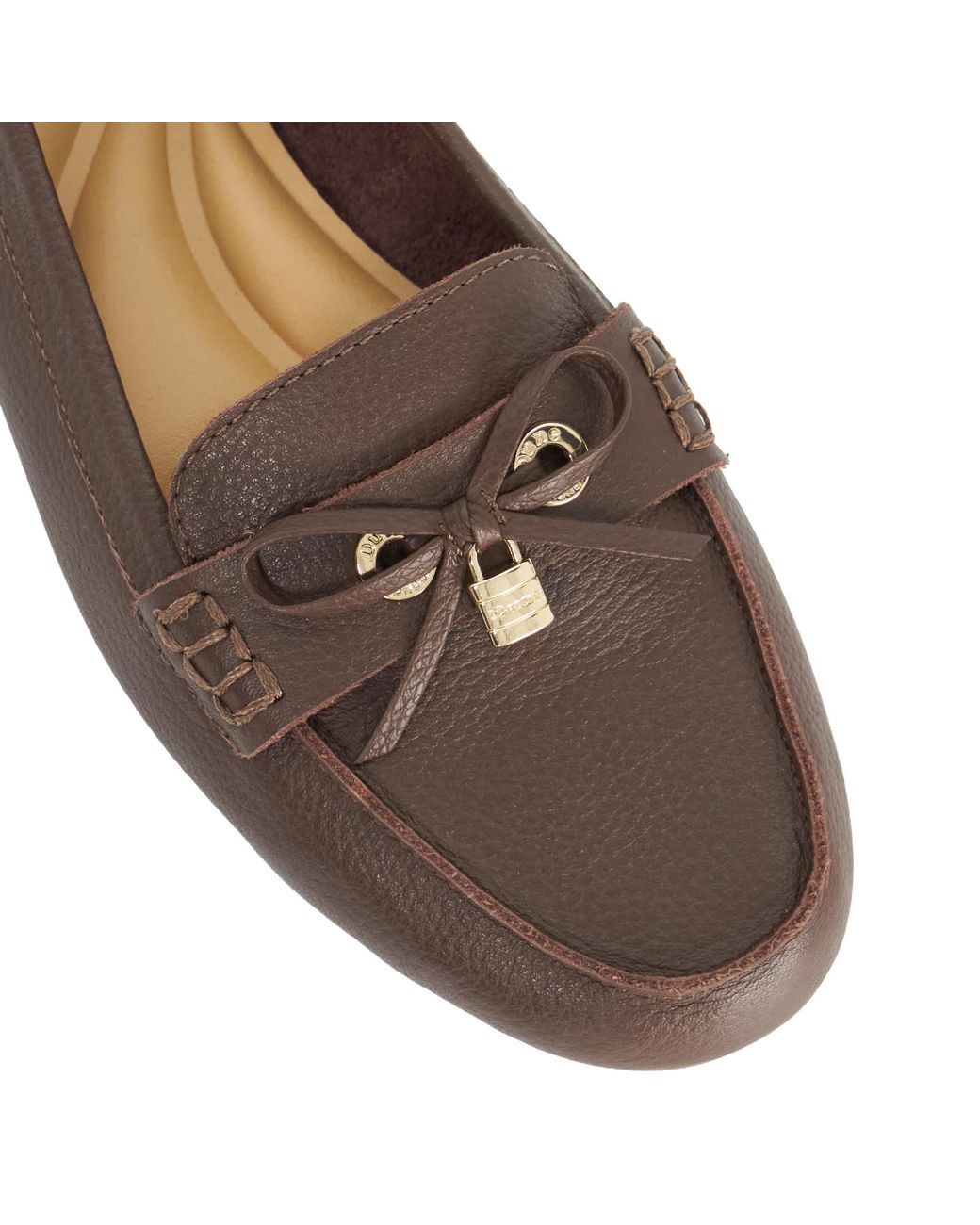 Dune Brown Girella Bow-Detail Loafers