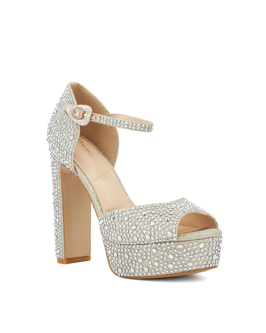 Dune Metallic Myans Block-Heel Platform Sandals