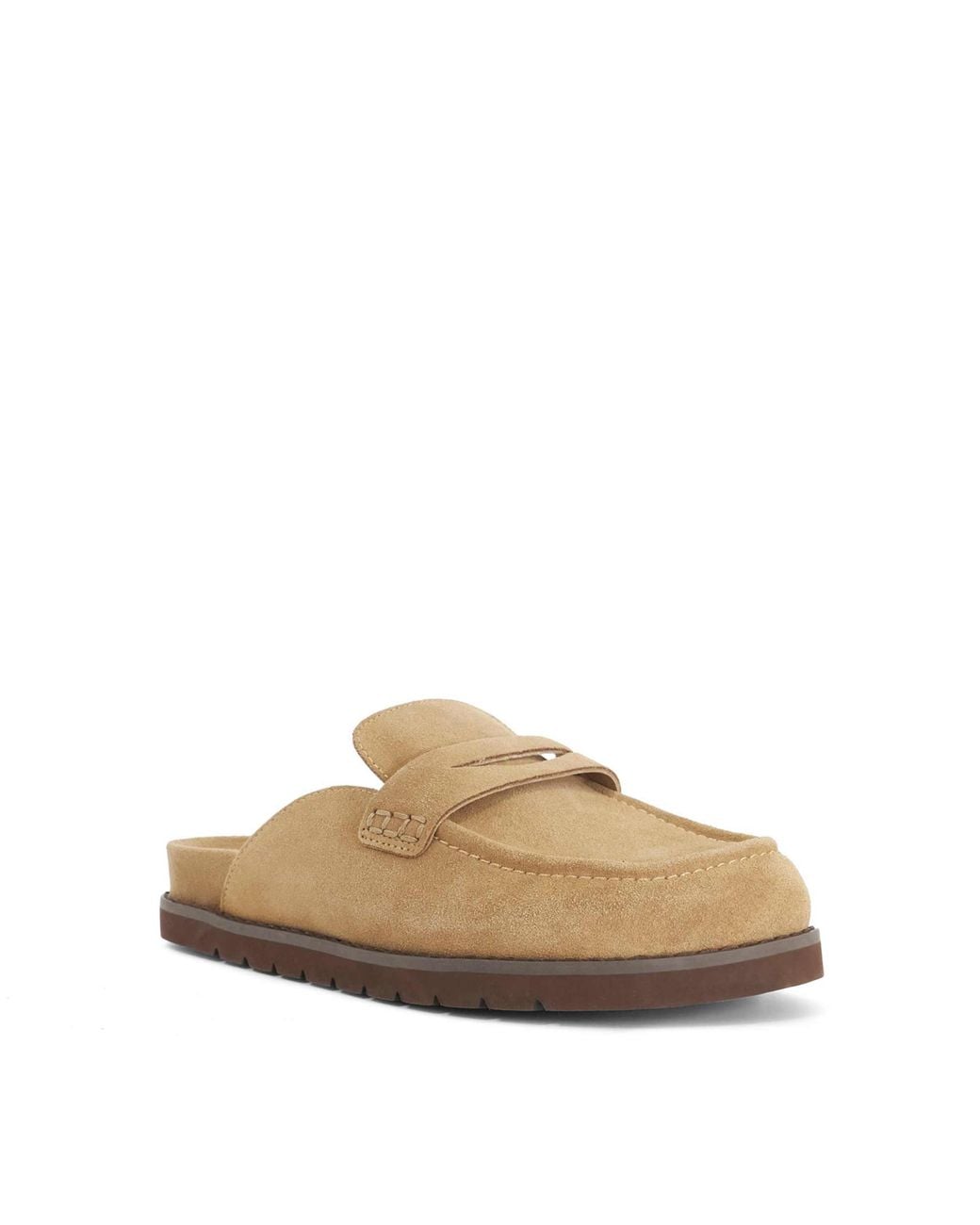 Dune Natural Goldens Suede Backless Mule Loafers