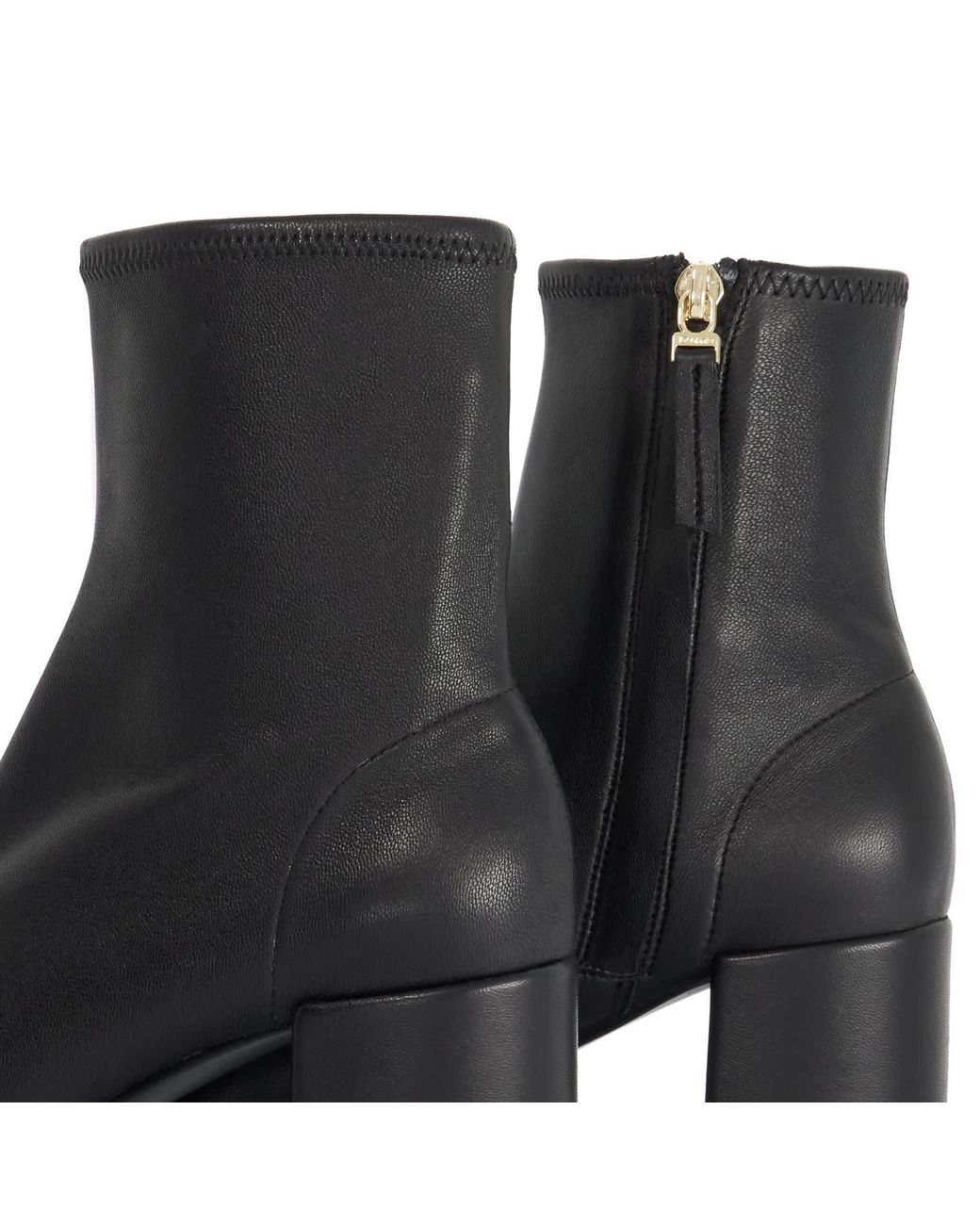 Dune Black Pyro Leather Block Heel Ankle Boots