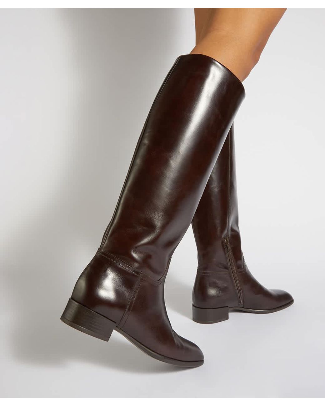 Dune Brown Toova Low-Heel Knee-High Boots