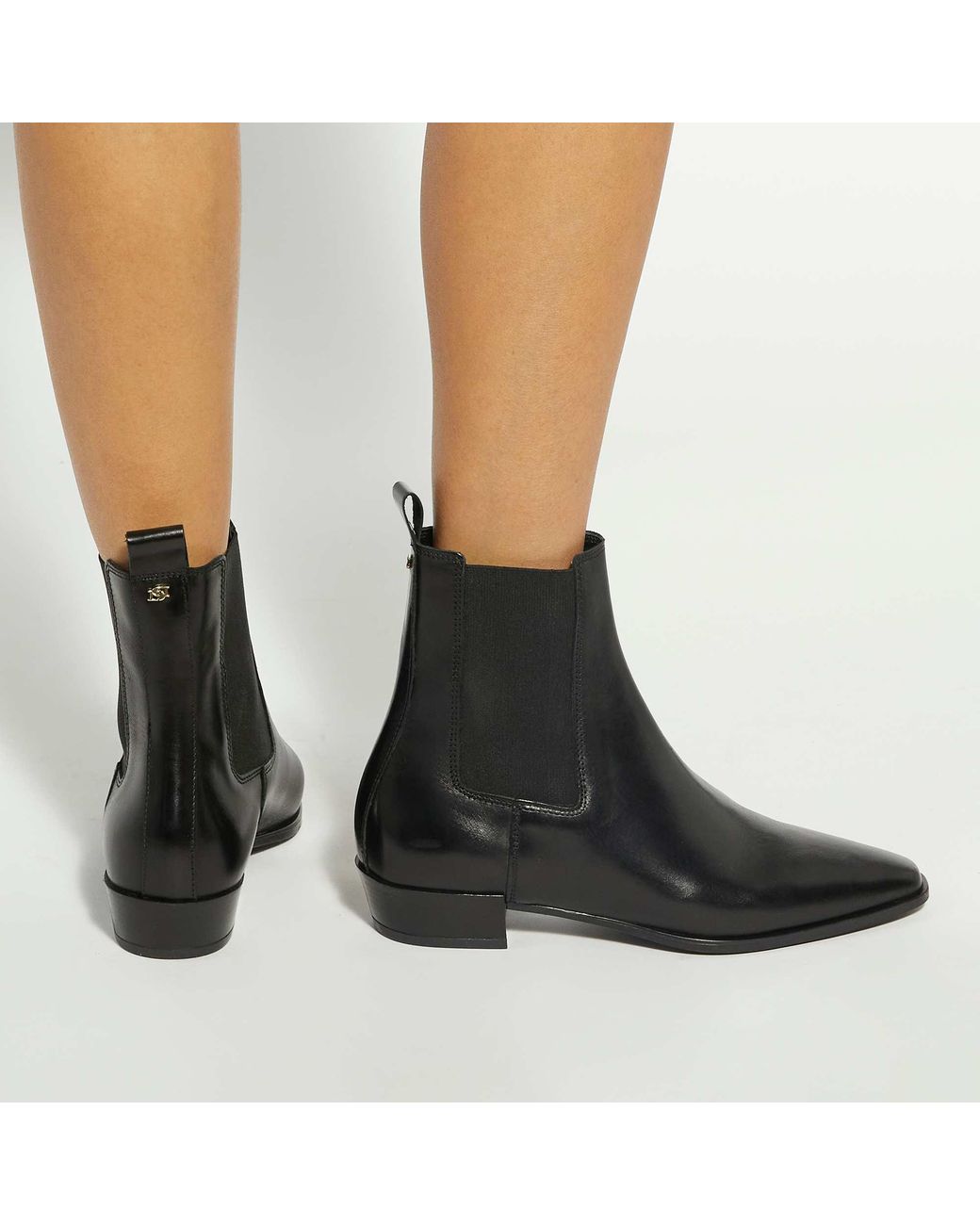 Dune Black Parkas Chisel Toe Low Heel Chelsea Ankle Boots