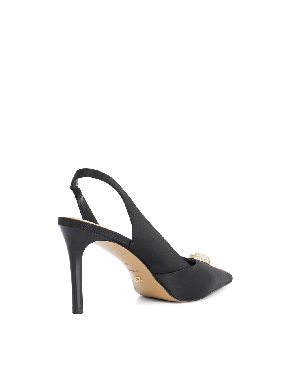 Dune Black Camara Embellished Slingback Court Shoes