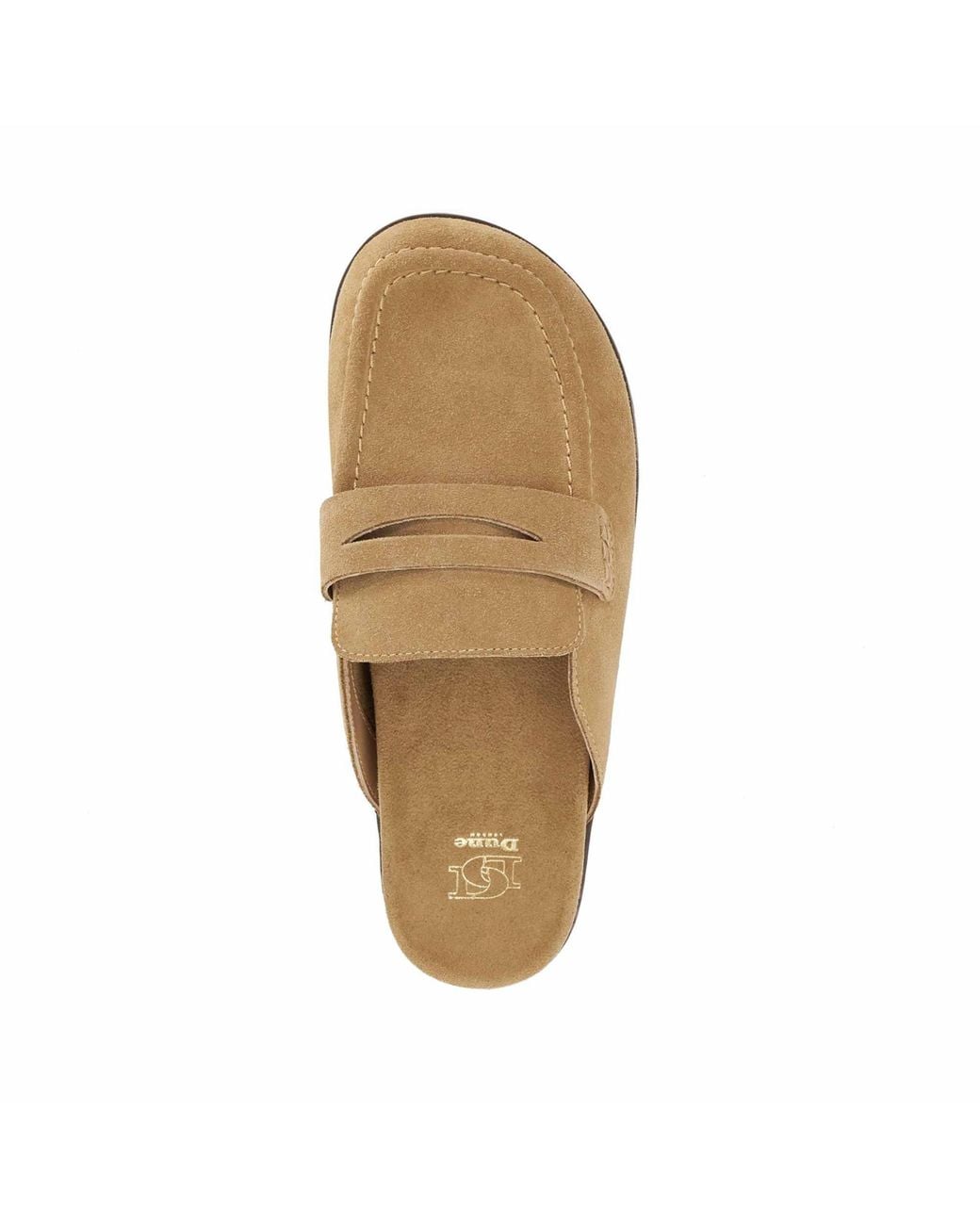 Dune Natural Goldens Suede Backless Mule Loafers