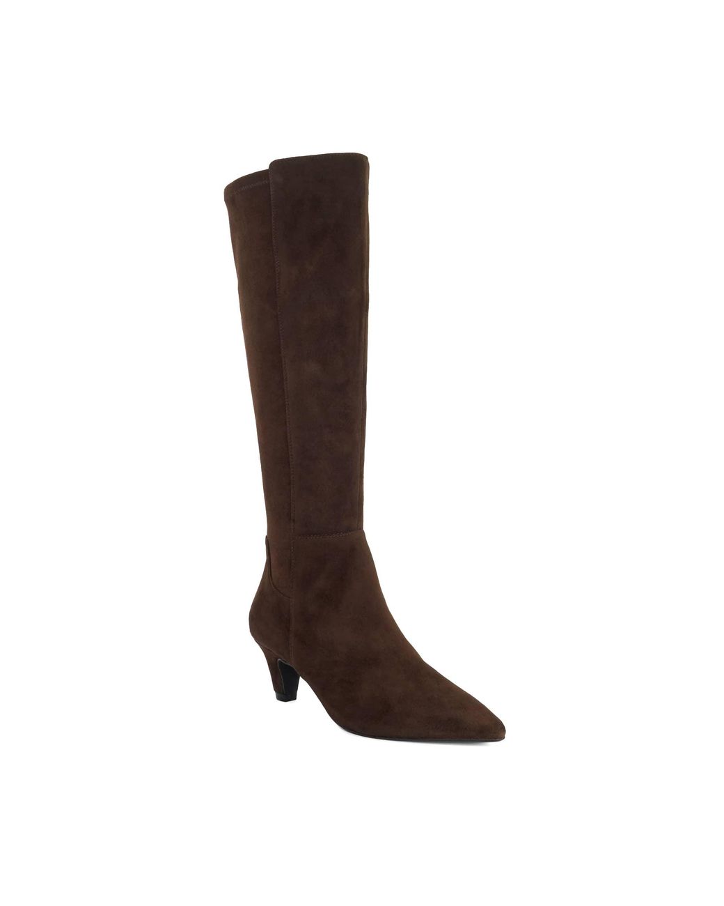 Dune Brown Sera Low Suede Knee-High Boots