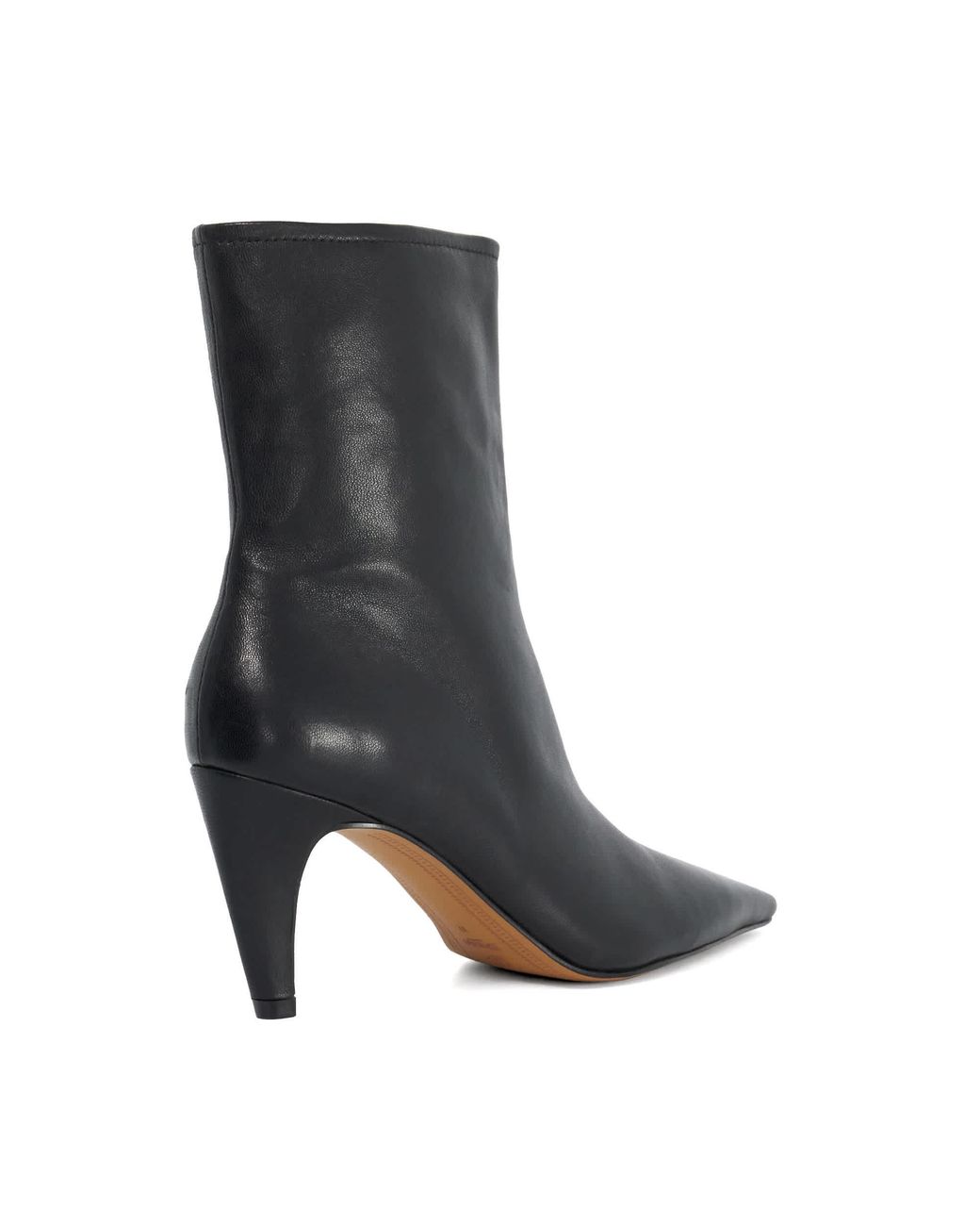 Dune Black Overt Leather Heeled Ankle Boots