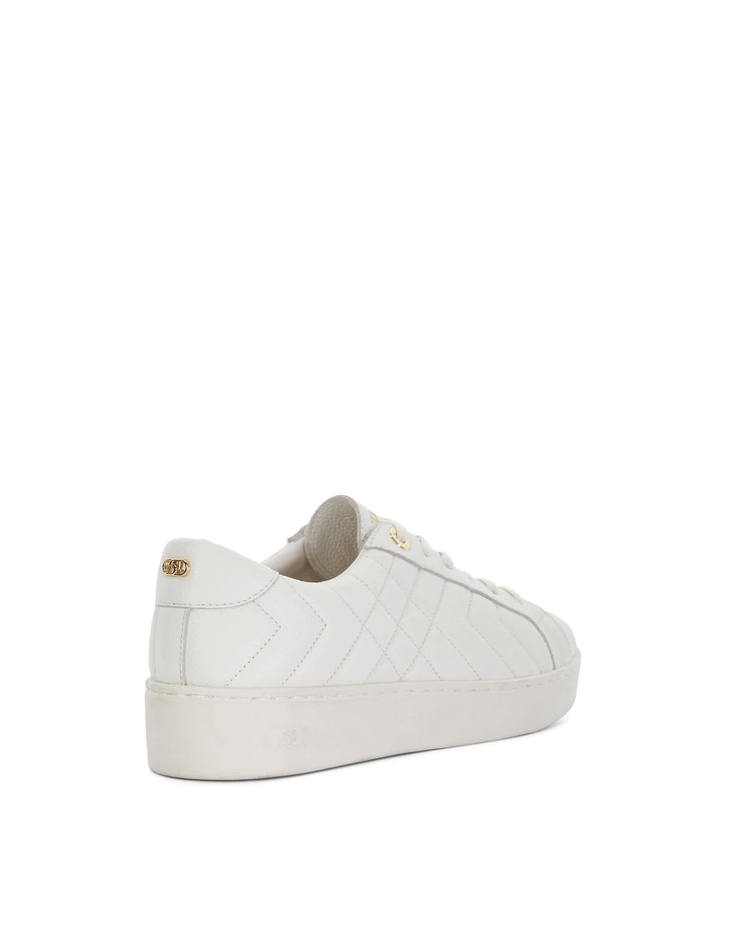 Dune White Wf Egent Quilted Leather Lace Up Trainers