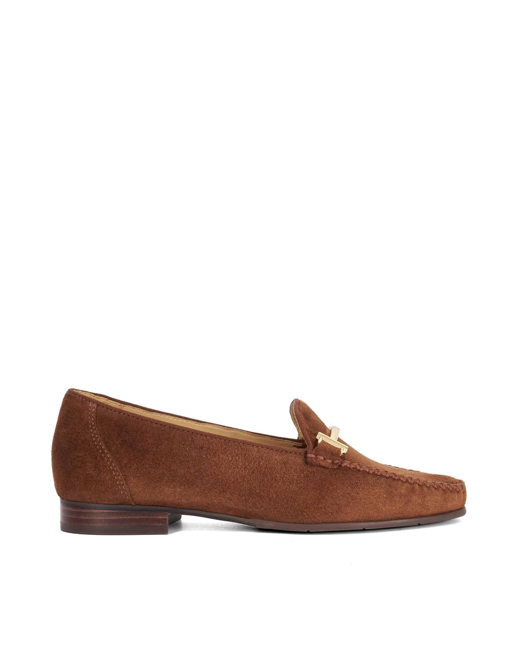 Dune Brown Gilli T Snaffle Trim Leather Loafers