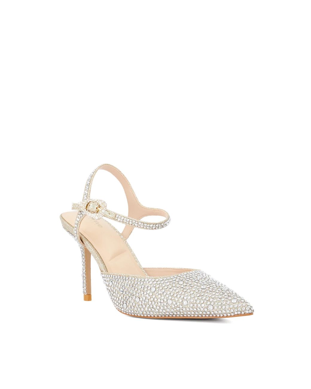 Dune White Compliments Embellished Pointed-Toe Heels