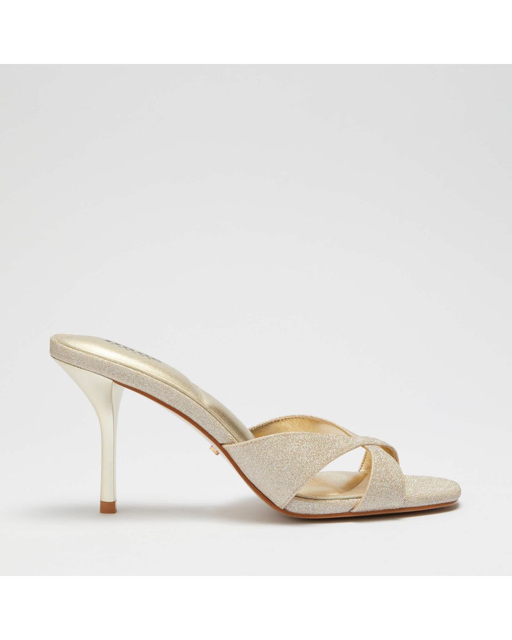 Dune White Mavina Crossover-Strap Heeled Mules