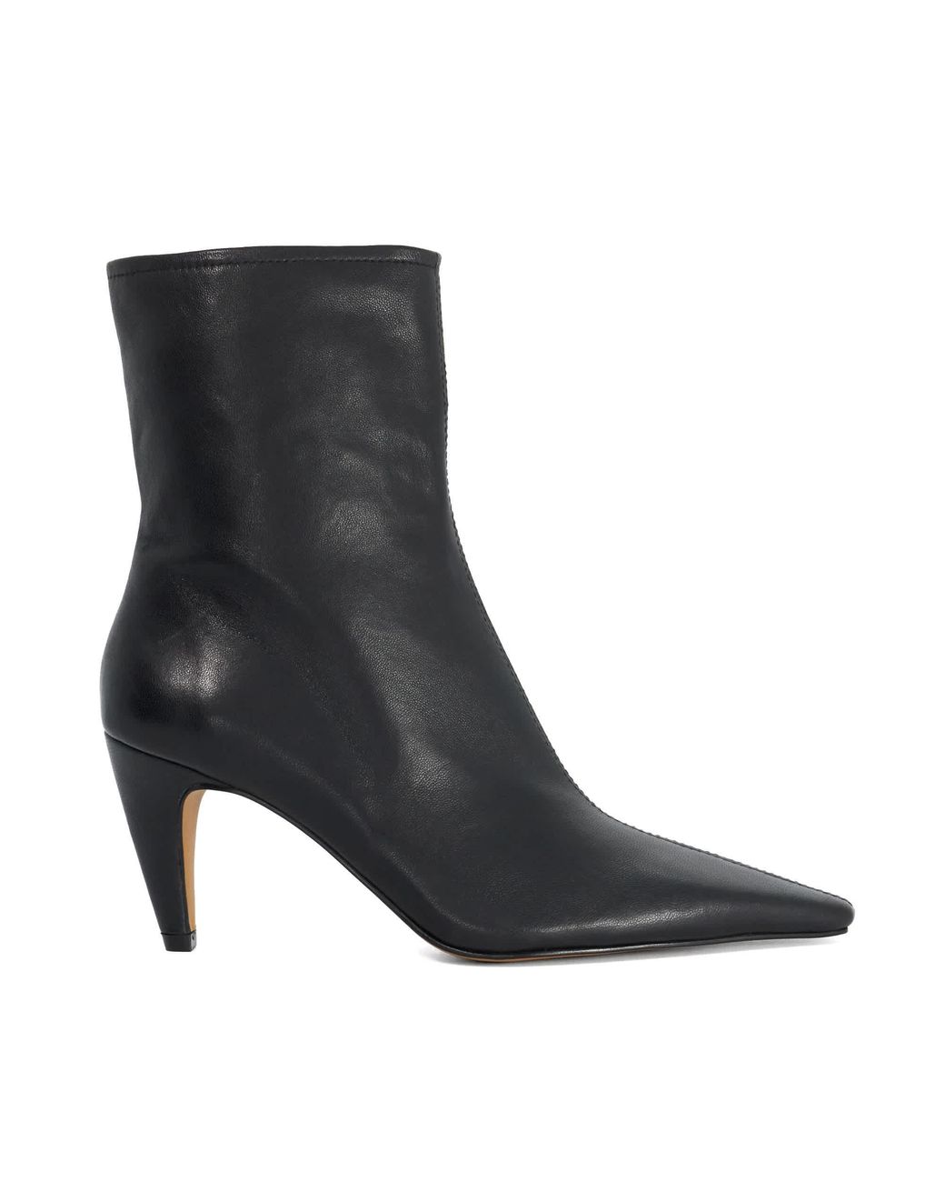 Dune Black Overt Leather Heeled Ankle Boots
