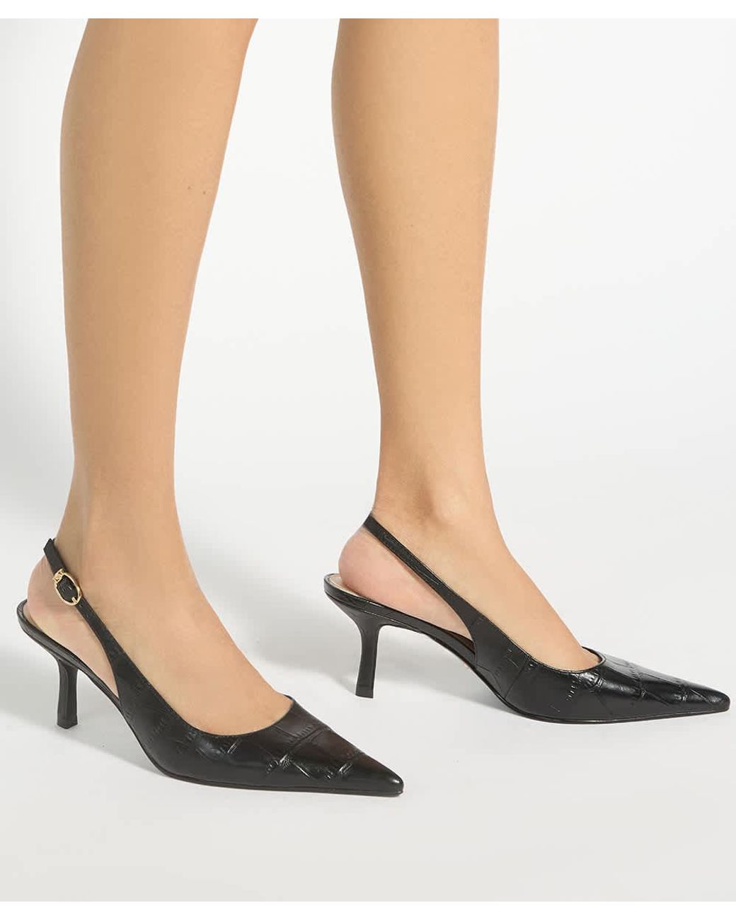 Dune Black Celise Pointed-Toe Slingback Court Shoes