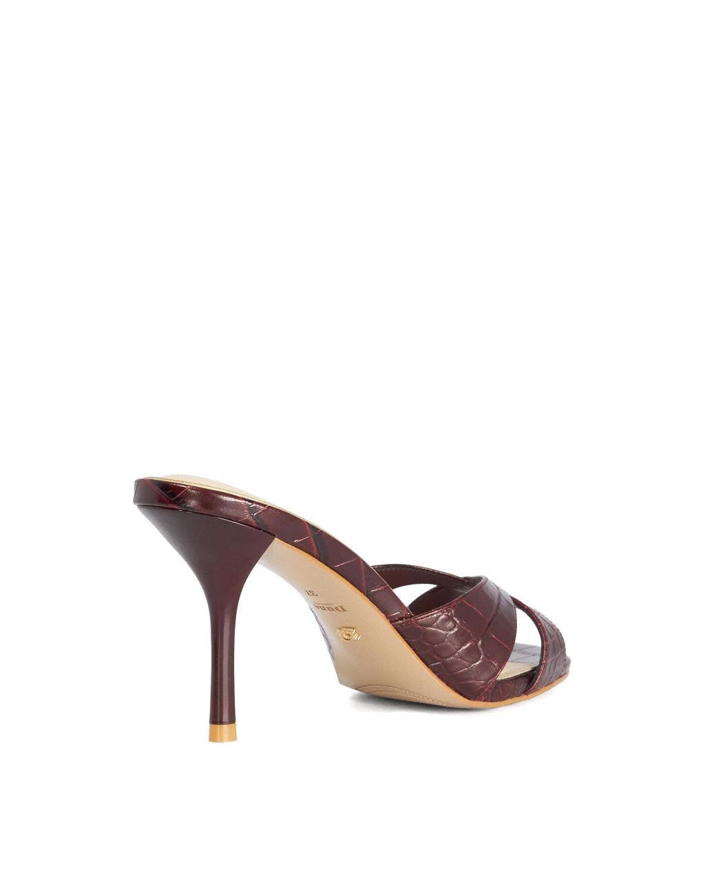 Dune Brown Mavina Crossover-Strap Heeled Mules