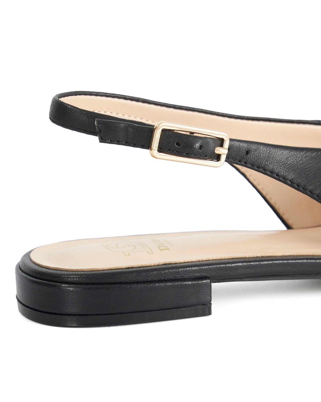 Dune Blue Heartbeat Leather Slingback Ballet Flats
