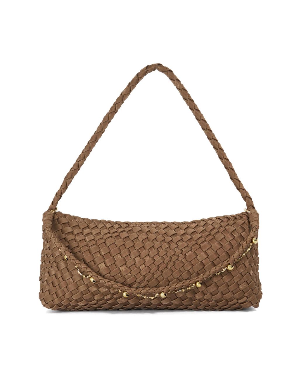 Dune Brown Deliberating Woven Shoulder Bag