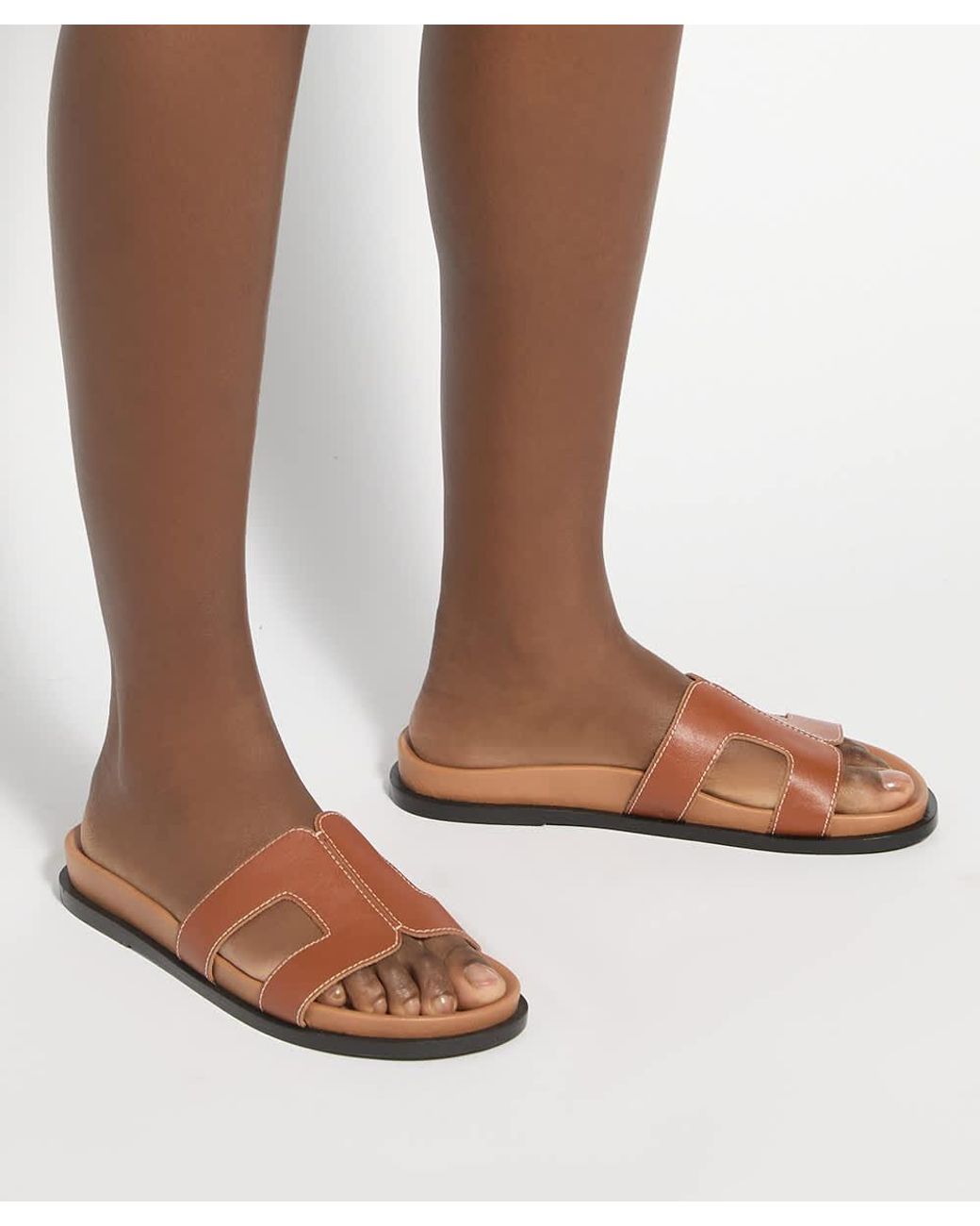 Dune Brown Loupas Flat Cushioned Sole Sandals