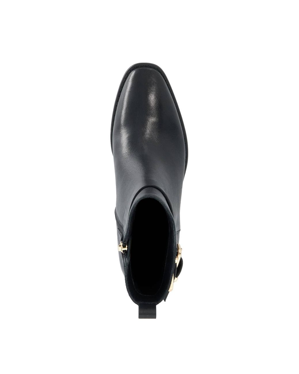 Dune Black Pattin Buckle-Detail Ankle Boots