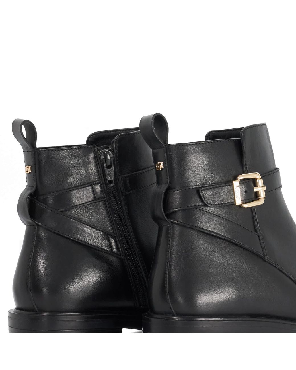 Dune Black Palmy Buckle-Detail Ankle Boots