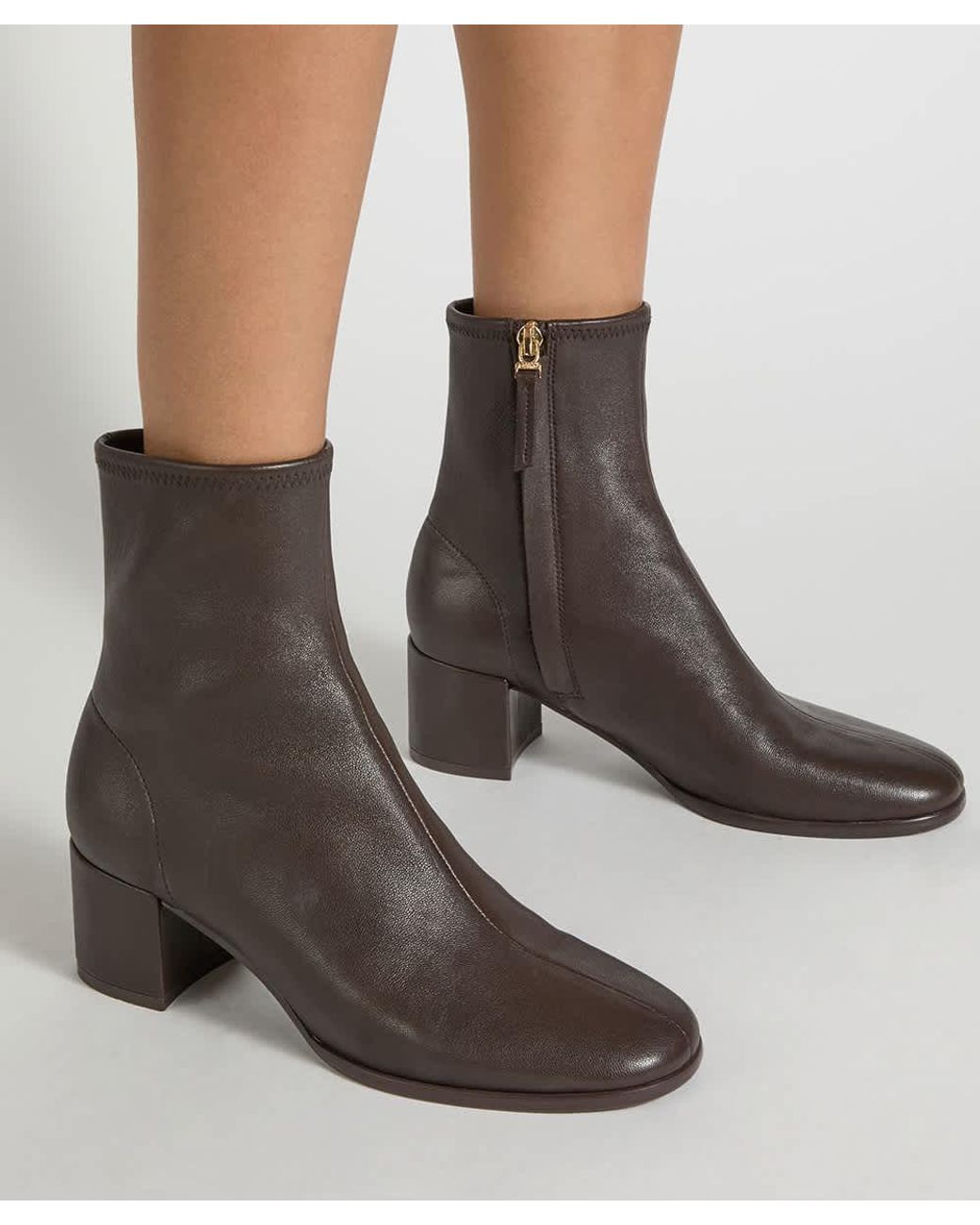 Dune Brown Pyro Leather Block Heel Ankle Boots