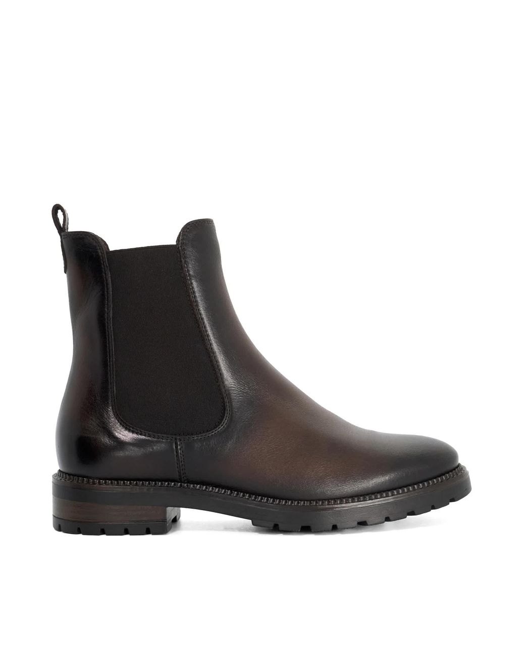 Dune Brown Poema Cleated Sole Chelsea Ankle Boots