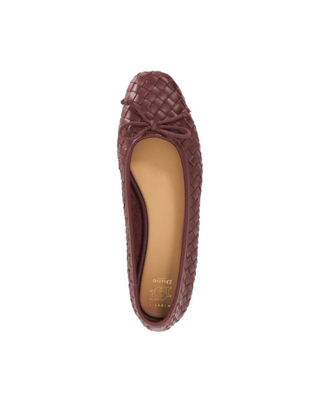 Dune Red Heat Woven Leather Bow Detail Ballet Pumps